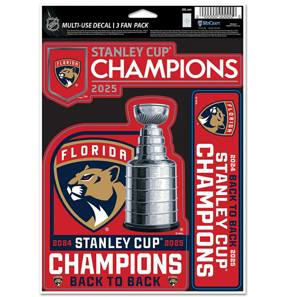 Florida Panthers 2025 Stanley Cup Champions Decals Set (3 Pcs.) Classic