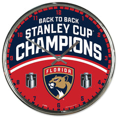 Florida Panthers 2025 Stanley Cup Champions Chrome NHL Wall Clock Taass sale