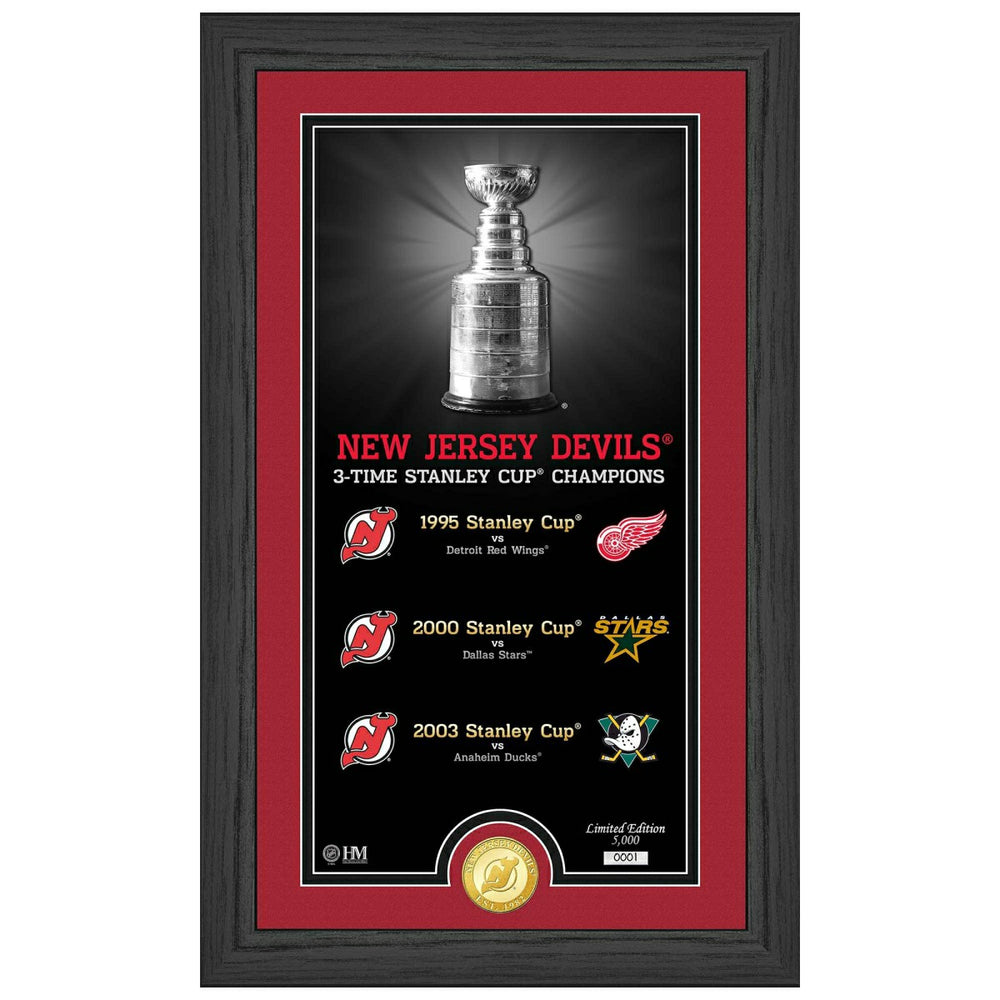 New Jersey Devils Stanley Cup Legacy Bronze Coin Framed NHL Photo Lifestyle