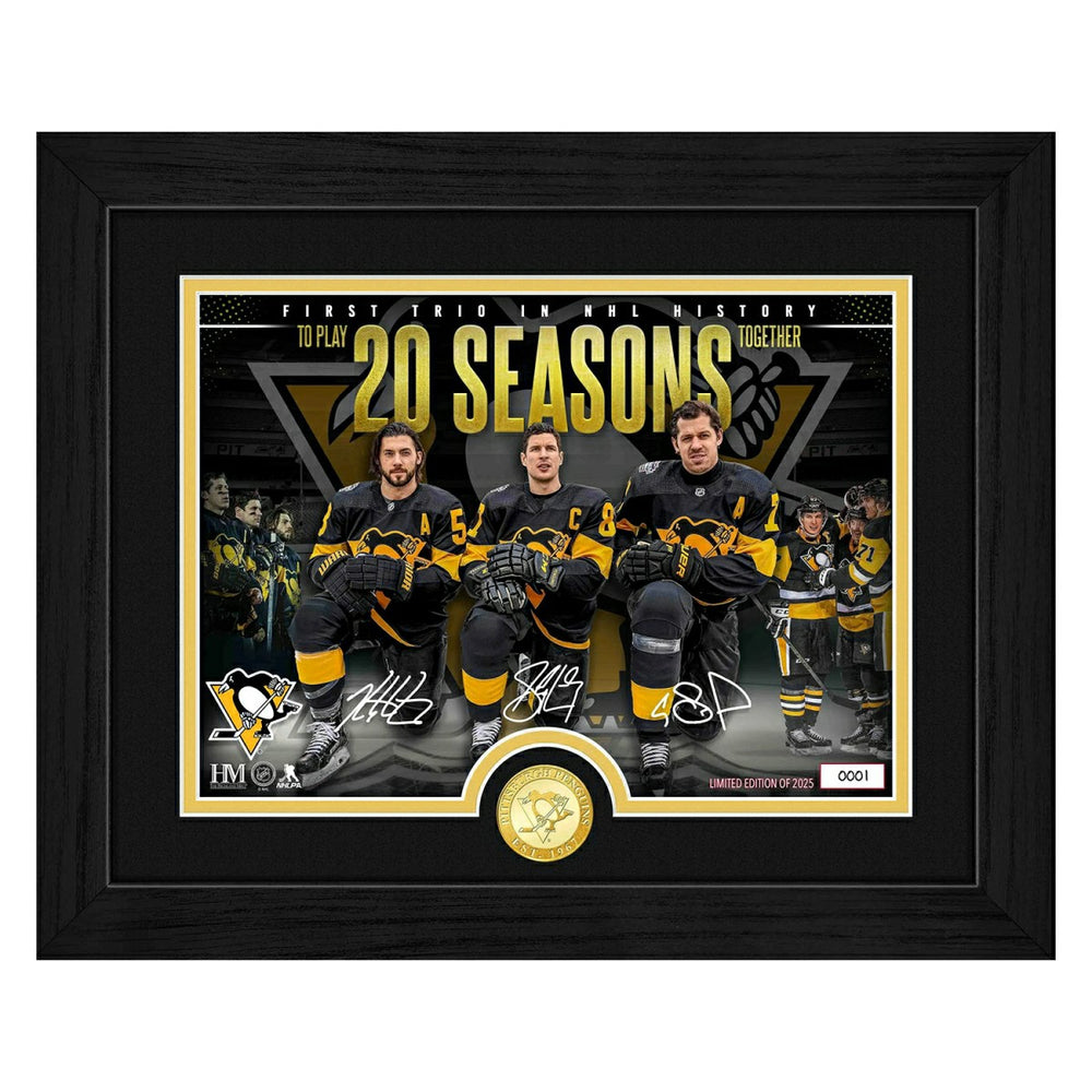 Crosby Malkin Letang 20 Seasons Penguins Bronze Coin NHL Photo Frame Taass sale