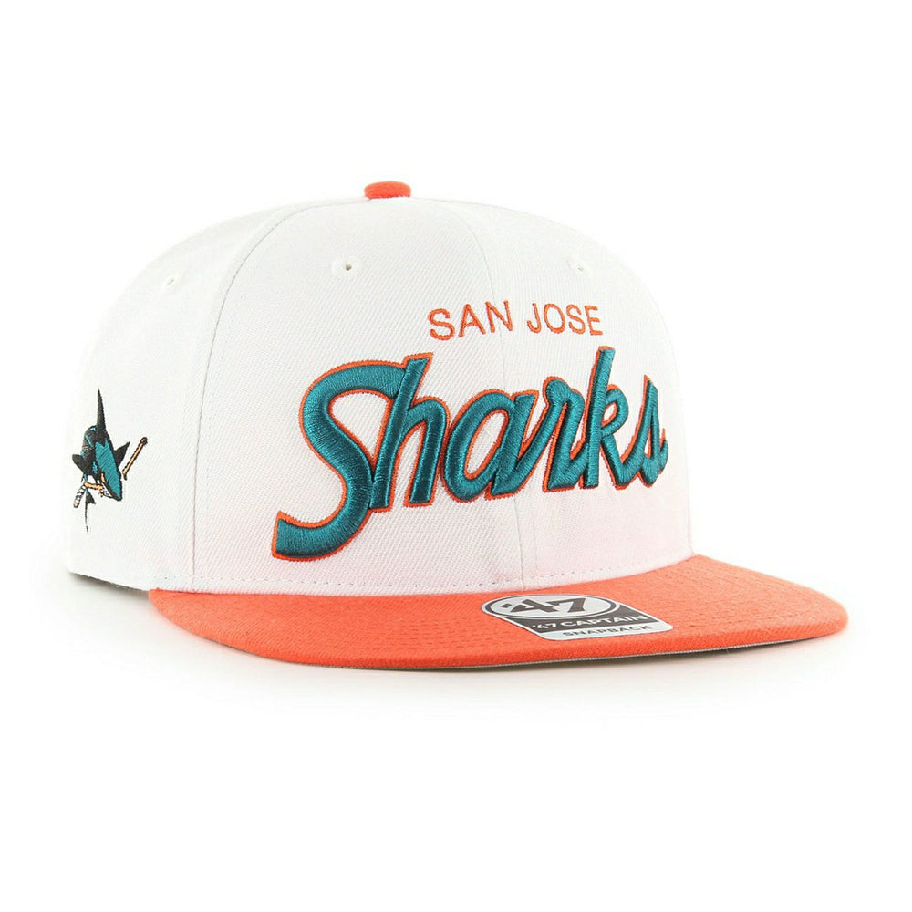 San Jose Sharks Crosstown 2-Tone Script '47 Captain Snapback NHL Cap White Taass US