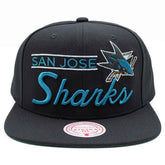 San Jose Sharks Retro Lock Up Mitchell & Ness Snapback NHL Cap Black Taass US