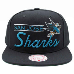 San Jose Sharks Retro Lock Up Mitchell & Ness Snapback NHL Cap Black Taass US
