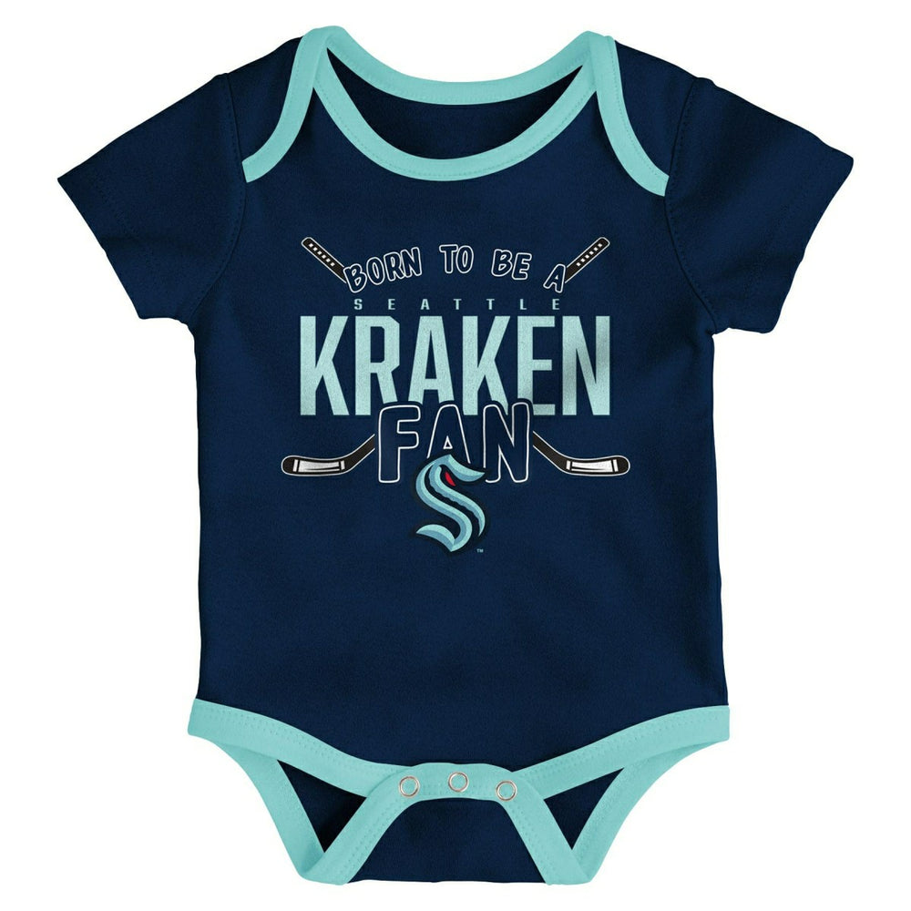 Seattle Kraken Game Time NHL Baby Bodysuit Set (3-Piece) Lifestyle