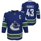 Quinn Hughes #43 Vancouver Canucks Premier NHL Jersey Blue (YOUTH) Taass for sale