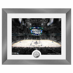 Vancouver Canucks Art Deco Stadium Silver Coin Framed NHL Photo Taass for sale