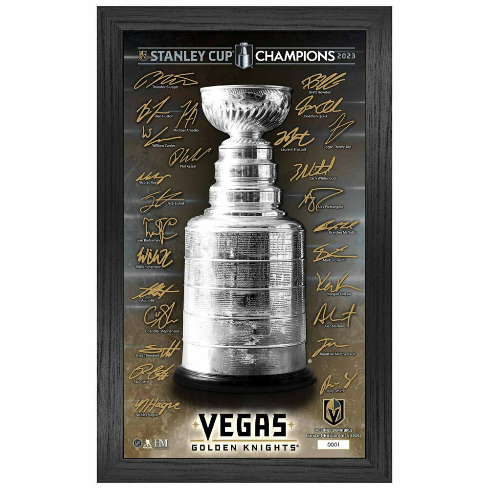 Vegas Golden Knights 2023 Stanley Cup Champions Signature Trophy Framed Photo Taass for sale