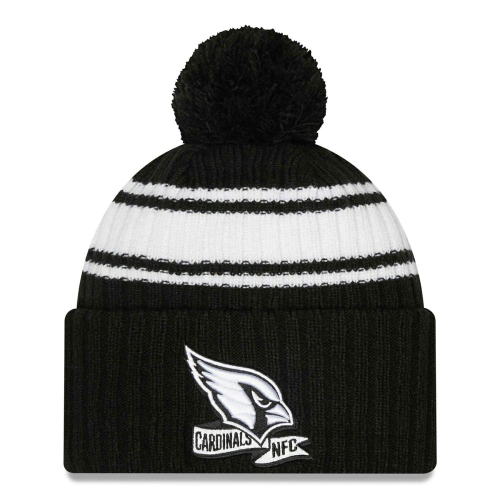 Arizona Cardinals Official 2022 NFL Sideline New Era Sport Knit Hat Black & White Taass for sale