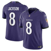 Lamar Jackson #8 Baltimore Ravens Sewn Down Limited NFL Jersey Purple Fashion