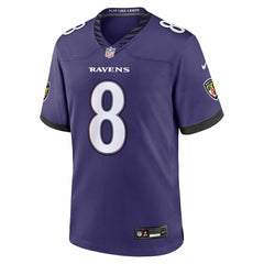 Lamar Jackson #8 Baltimore Ravens 2026 Game NFL Jersey Team Purple Taass for sale