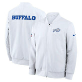 Buffalo Bills 2025 Rivalries Sideline Bomber Jacke White Lifestyle