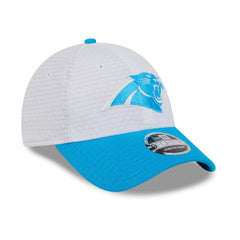 Carolina Panthers 2024 NFL Training Camp New Era Stretch-Snap 9FORTY Cap White Lifestyle
