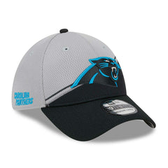 Carolina Panthers Colorway 2023 NFL Sideline New Era 39THIRTY Flex Cap Gray Lifestyle