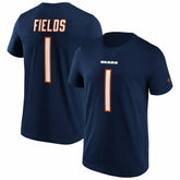Justin Fields #1 Chicago Bears Iconic Player NFL T-Shirt Navy Classic