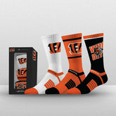Cincinnati Bengals Strideline Premium NFL Crew Socks 3-Pack Box Fashion