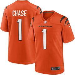Ja'Marr Chase #1 Cincinnati Bengals Nike Game NFL Jersey Orange Classic