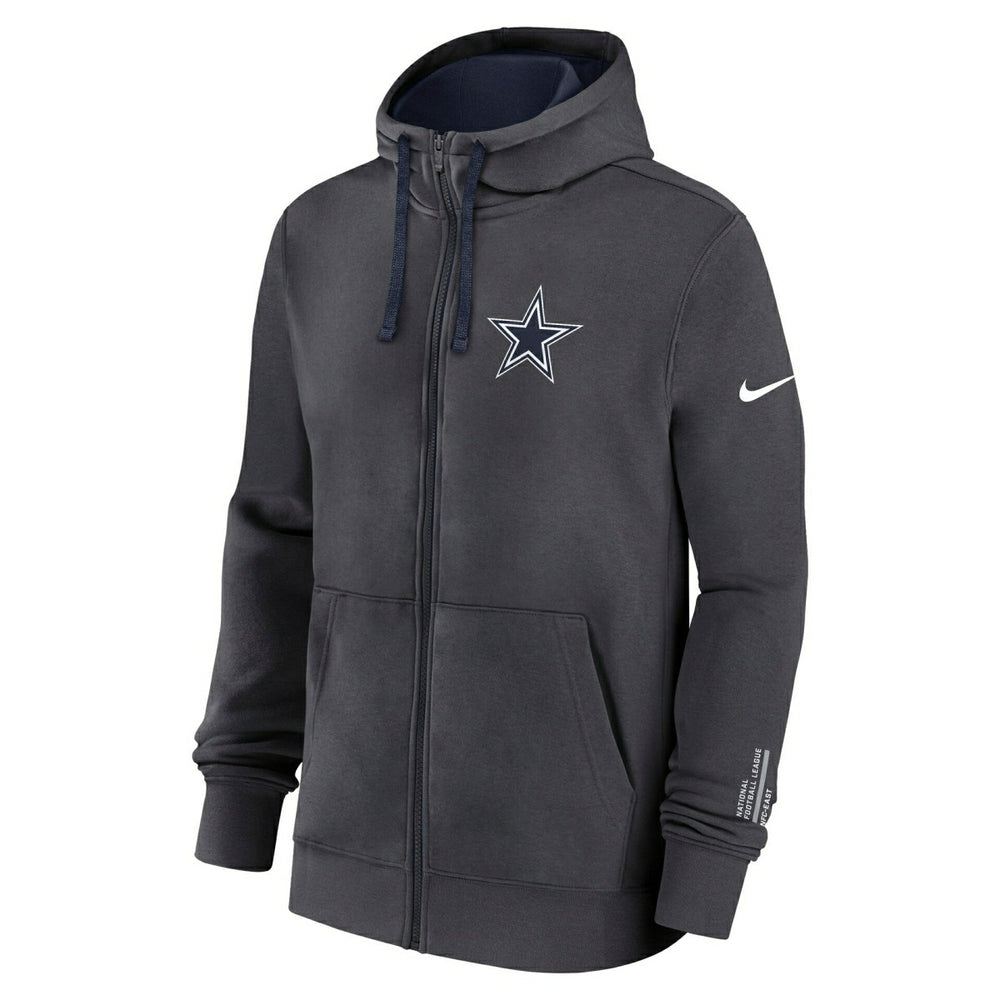 Dallas Cowboys Playbook NFL Full-Zip Fleece Hoodie Anthracite Classic