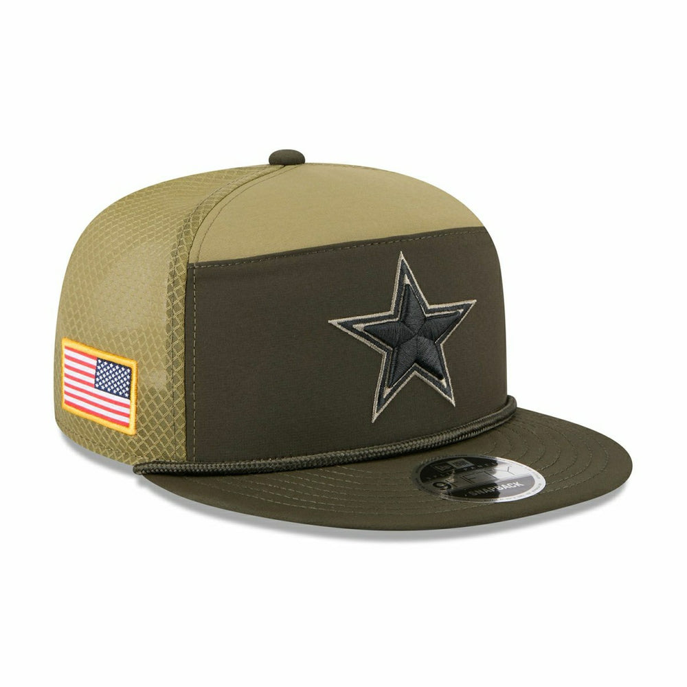 Dallas Cowboys 2025 NFL Salute to Service 9FIFTY Split Panel Trucker Snapback Cap Olive Taass for sale