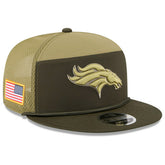 Denver Broncos 2025 NFL Salute to Service 9FIFTY Split Panel Trucker Snapback Cap Olive Taass US