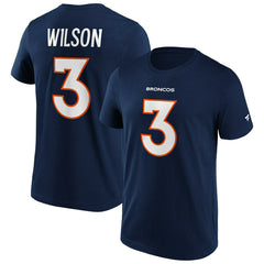 Russell Wilson #3 Denver Broncos Iconic Player NFL T-Shirt Navy Classic