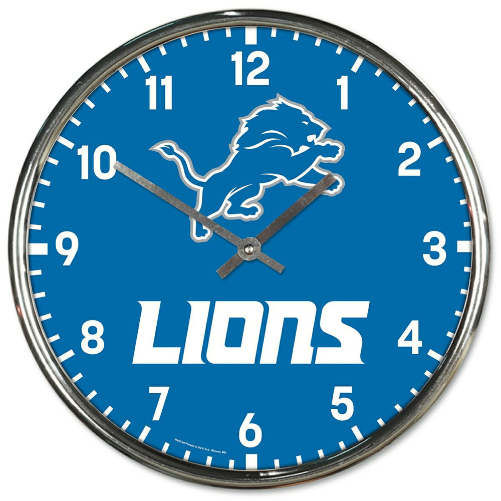 Detroit Lions Chrome NFL Team Design Wall Clock Taass US