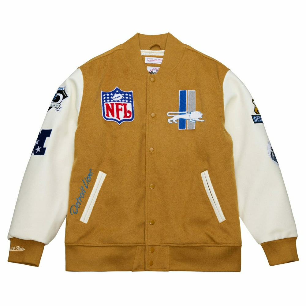 Detroit Lions Dusted Varsity NFL Jacket Brown/Cream Taass US