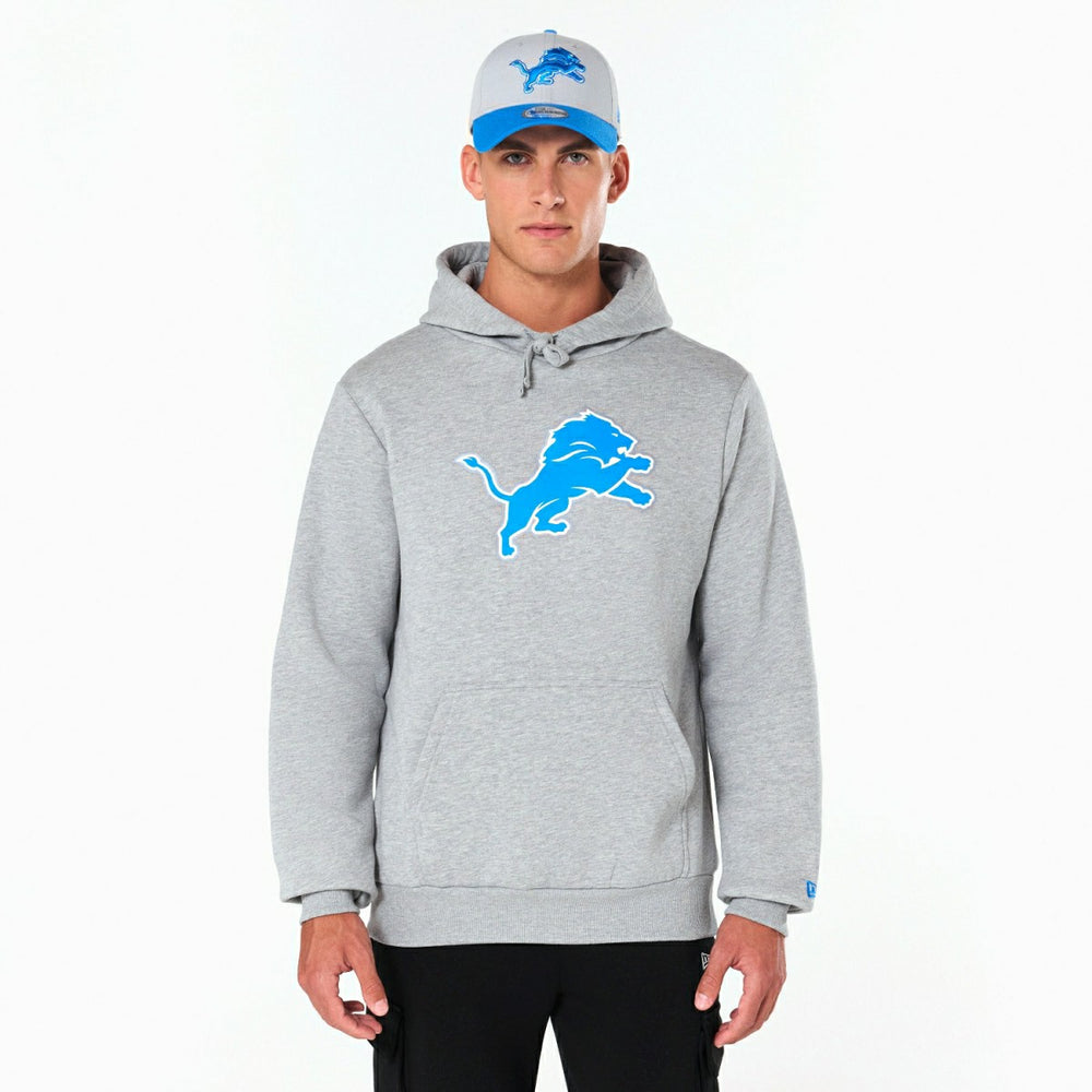 Detroit Lions Logo Hoodie New Era NFL Sweatshirt Grey Fashion