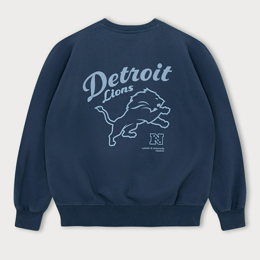 Detroit Lions L&L '96 Classics NFL Crew Sweater Navy Taass sale