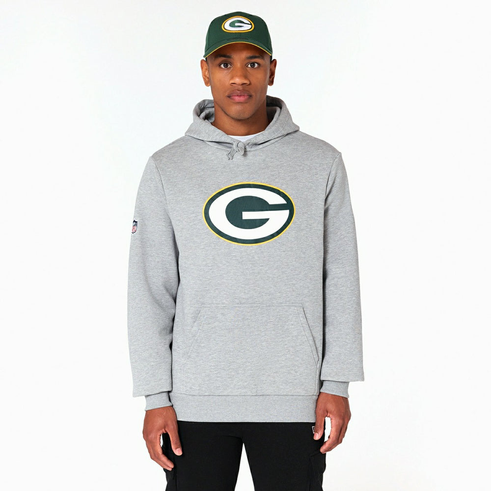 Green Bay Packers Logo Hoodie New Era NFL Sweatshirt Grey Taass sale
