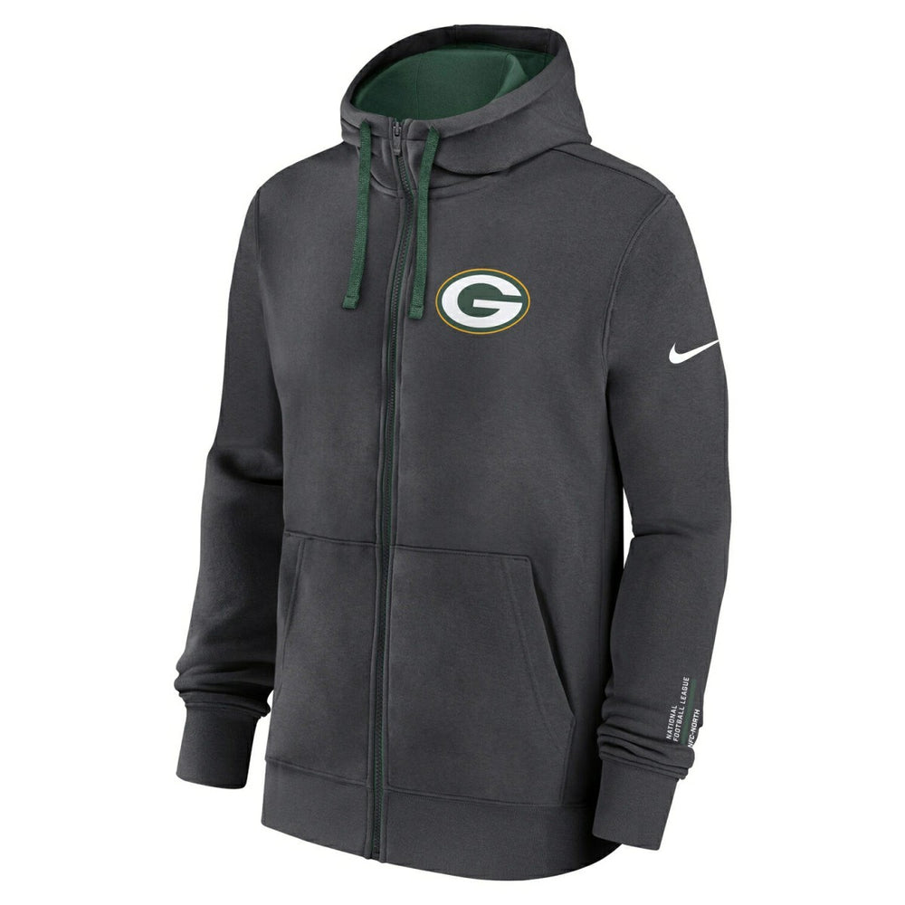 Green Bay Packers Playbook NFL Full-Zip Fleece Hoodie Anthracite Lifestyle