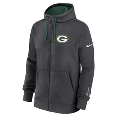 Green Bay Packers Playbook NFL Full-Zip Fleece Hoodie Anthracite Lifestyle