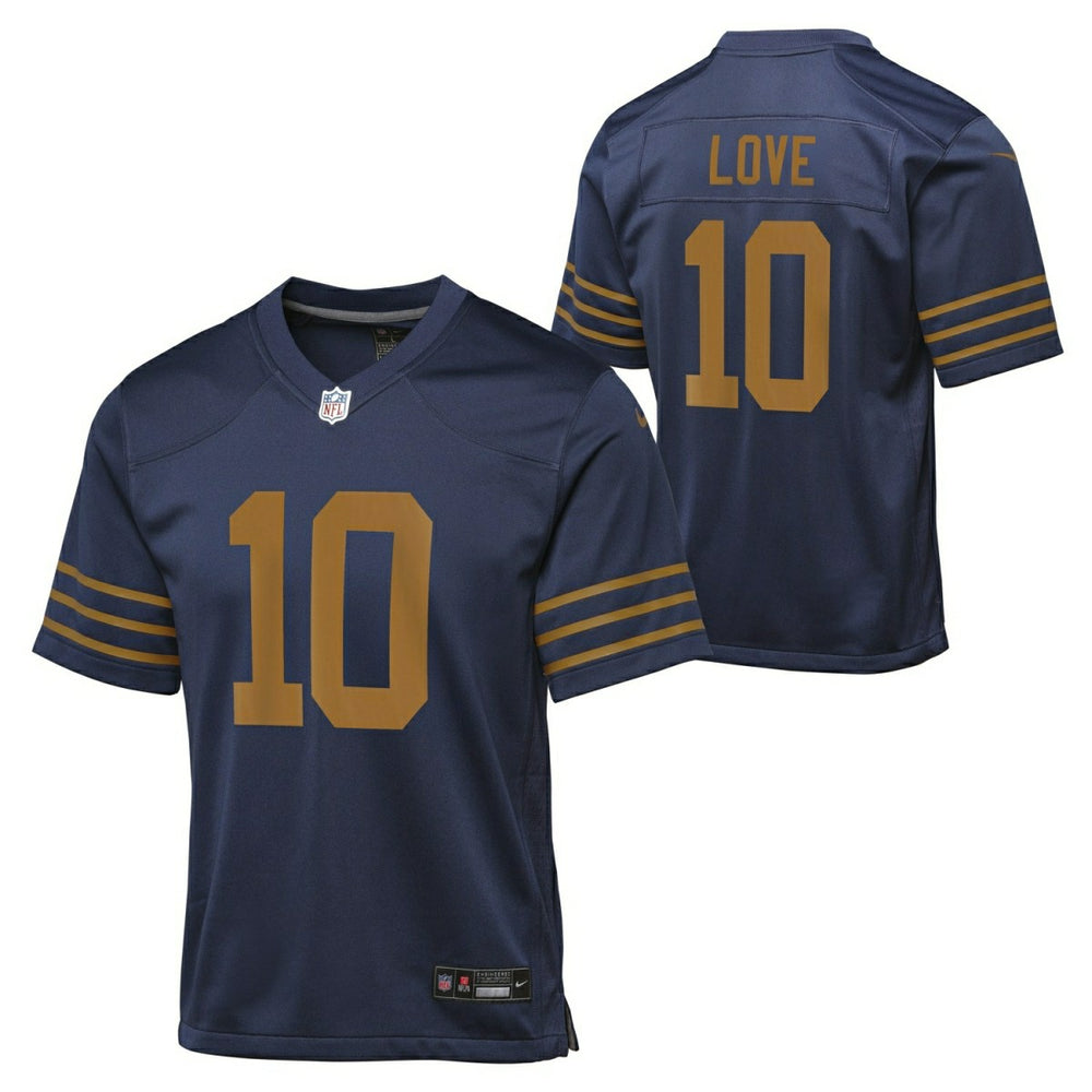 Jordan Love #10 Green Bay Packers Game Football NFL Throwback ALT Jersey Navy (YOUTH) Taass sale