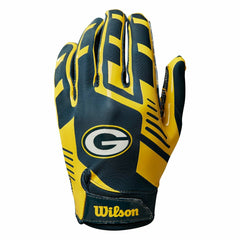Green Bay Packers Wilson Stretch-Fit NFL Receivers Gloves Taass for sale