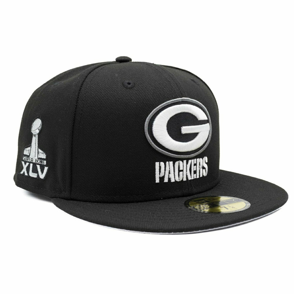 Green Bay Packers Super Bowl XLV New Era 59FIFTY Fitted NFL Cap Black Lifestyle