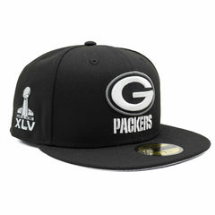 Green Bay Packers Super Bowl XLV New Era 59FIFTY Fitted NFL Cap Black Lifestyle