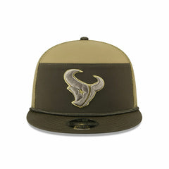 Houston Texans 2025 NFL Salute to Service 9FIFTY Split Panel Trucker Snapback Cap Olive Classic