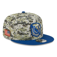 Indianapolis Colts Camo 2023 NFL Salute to Service New Era 9FIFTY Snapback Cap Lifestyle