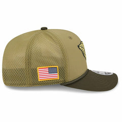 Jacksonville Jaguars 2025 NFL Salute to Service 9SEVENTY Trucker Snapback Cap Olive Lifestyle