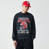 Kansas City Chiefs Washed Oversized NFL Crew Neck Sweater Black Taass US