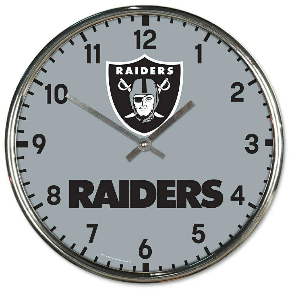 Las Vegas Raiders Chrome NFL Team Design Wall Clock Lifestyle