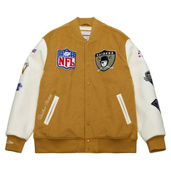 Oakland Raiders Dusted Varsity NFL Jacket Brown/Cream Lifestyle
