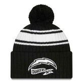 Los Angeles Chargers Official 2022 NFL Sideline New Era Sport Knit Hat Black & White Fashion