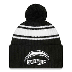 Los Angeles Chargers Official 2022 NFL Sideline New Era Sport Knit Hat Black & White Fashion