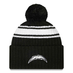 Los Angeles Chargers Official 2022 NFL Sideline New Era Sport Knit Hat Black & White Fashion