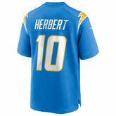 Justin Herbert #10 Los Angeles Chargers Nike Game NFL Jersey Powder Blue Taass US