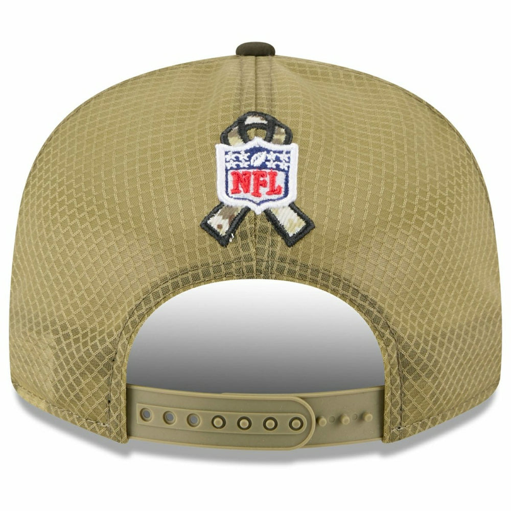 Los Angeles Rams 2025 NFL Salute to Service 9FIFTY Split Panel Trucker Snapback Cap Olive Taass for sale