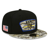 Los Angeles Rams 2021 NFL On-Field Salute to Service New Era 59FIFTY Fitted Cap Lifestyle