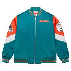 Miami Dolphins Throw it Back Heavyweight Satin NFL Jacket Aqua Classic