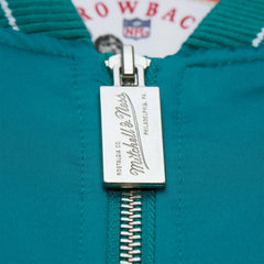Miami Dolphins Throw it Back Heavyweight Satin NFL Jacket Aqua Classic