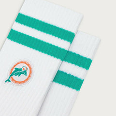 Miami Dolphins L&L '90 Classics NFL Crew Socks White Taass for sale